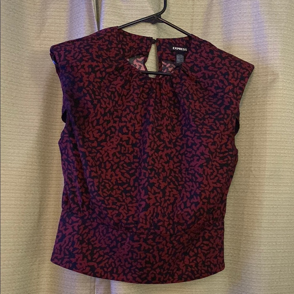 Express Red Fitted Cap Sleeve Blouse